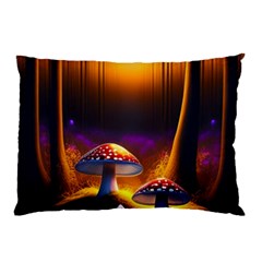 Ai Generated Mushrooms Wallpaper Pillow Case by Uceng