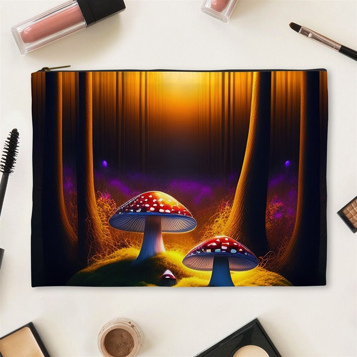 Ai Generated Mushrooms Wallpaper Cosmetic Bag (XL)