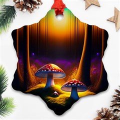 Ai Generated Mushrooms Wallpaper Ornament (snowflake)