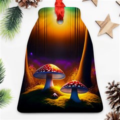 Ai Generated Mushrooms Wallpaper Bell Ornament (two Sides)