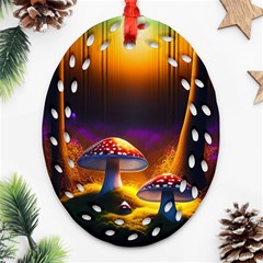 Ai Generated Mushrooms Wallpaper Oval Filigree Ornament (two Sides)