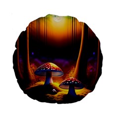 Ai Generated Mushrooms Wallpaper Standard 15  Premium Round Cushions by Uceng