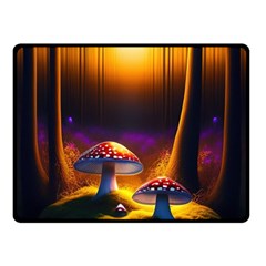 Ai Generated Mushrooms Wallpaper Two Sides Fleece Blanket (small) by Uceng