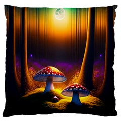 Ai Generated Mushrooms Wallpaper Standard Premium Plush Fleece Cushion Case (one Side) by Uceng