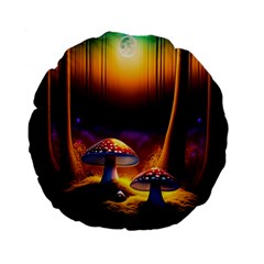 Ai Generated Mushrooms Wallpaper Standard 15  Premium Flano Round Cushions by Uceng