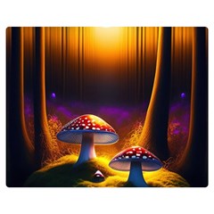 Ai Generated Mushrooms Wallpaper Two Sides Premium Plush Fleece Blanket (medium) by Uceng