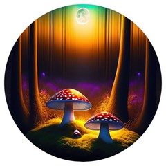 Ai Generated Mushrooms Wallpaper Round Trivet by Uceng