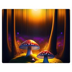 Ai Generated Mushrooms Wallpaper Premium Plush Fleece Blanket (medium) by Uceng