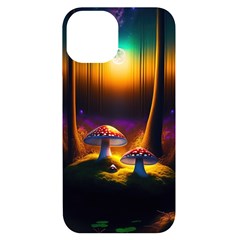 Ai Generated Mushrooms Wallpaper Iphone 14 Black Uv Print Case by Uceng