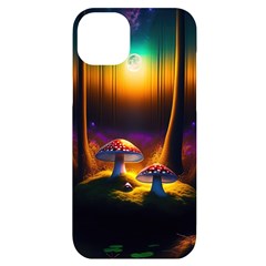 Ai Generated Mushrooms Wallpaper Iphone 14 Plus Black Uv Print Case by Uceng