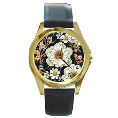 Fantasy People Mysticism Composing Fairytale Art Round Gold Metal Watch by Uceng