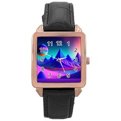 Fantasy Universe Art Wallpaper Artwork Rose Gold Leather Watch  by Uceng