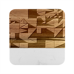 Abstract Experimental Geometric Shape Pattern Marble Wood Coaster (square) by Uceng