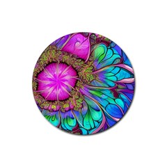 Abstract Art Psychedelic Experimental Rubber Round Coaster (4 Pack) by Uceng