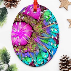 Abstract Art Psychedelic Experimental Oval Filigree Ornament (two Sides)