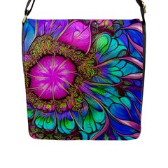 Abstract Art Psychedelic Experimental Flap Closure Messenger Bag (l) by Uceng