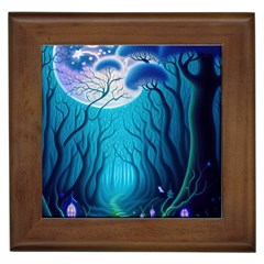 Blue Forrest Jungle,tree Trees Nature Landscape Framed Tile by Uceng