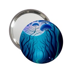 Blue Forrest Jungle,tree Trees Nature Landscape 2 25  Handbag Mirrors by Uceng