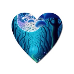 Blue Forrest Jungle,tree Trees Nature Landscape Heart Magnet by Uceng