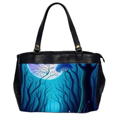 Blue Forrest Jungle,tree Trees Nature Landscape Oversize Office Handbag (2 Sides) by Uceng