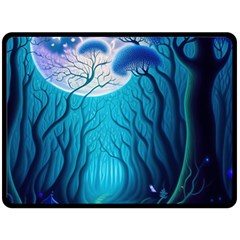 Blue Forrest Jungle,tree Trees Nature Landscape Fleece Blanket (large) by Uceng