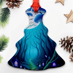 Blue Forrest Jungle,tree Trees Nature Landscape Christmas Tree Ornament (two Sides)