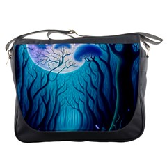 Blue Forrest Jungle,tree Trees Nature Landscape Messenger Bag by Uceng