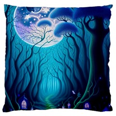 Blue Forrest Jungle,tree Trees Nature Landscape Large Premium Plush Fleece Cushion Case (one Side)