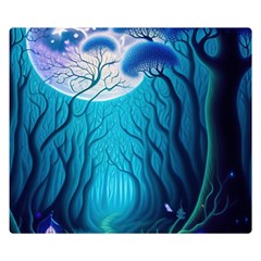 Blue Forrest Jungle,tree Trees Nature Landscape Two Sides Premium Plush Fleece Blanket (small) by Uceng