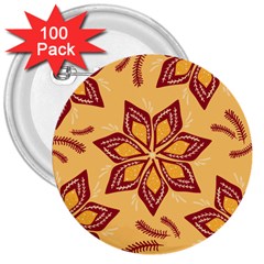 Flower Mandala Template Sketch Drawing Art 3  Buttons (100 Pack)  by Uceng