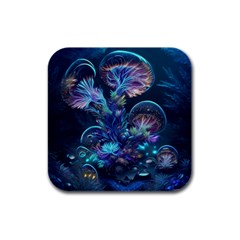 Fantasy People Mysticism Composing Fairytale Art 3 Rubber Square Coaster (4 Pack) by Uceng