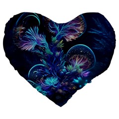 Fantasy People Mysticism Composing Fairytale Art 3 Large 19  Premium Heart Shape Cushions by Uceng