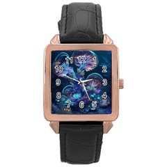 Fantasy People Mysticism Composing Fairytale Art 3 Rose Gold Leather Watch  by Uceng