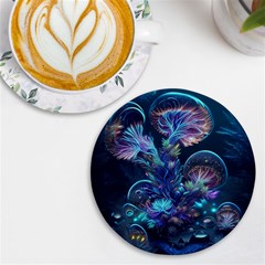 Fantasy People Mysticism Composing Fairytale Art 3 Uv Print Round Tile Coaster by Uceng