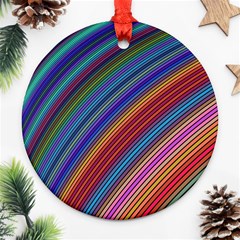 Multicolored Stripe Curve Striped Background Ornament (round) by Uceng