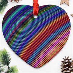 Multicolored Stripe Curve Striped Background Ornament (heart)