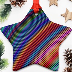 Multicolored Stripe Curve Striped Background Ornament (star)