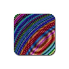 Multicolored Stripe Curve Striped Background Rubber Coaster (square) by Uceng