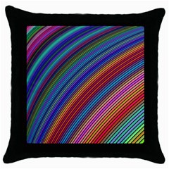 Multicolored Stripe Curve Striped Background Throw Pillow Case (black) by Uceng