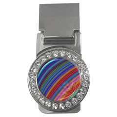 Multicolored Stripe Curve Striped Background Money Clips (cz)  by Uceng