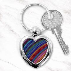 Multicolored Stripe Curve Striped Background Key Chain (heart) by Uceng