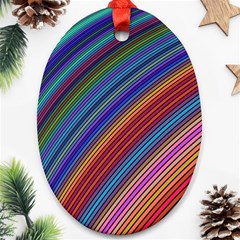 Multicolored Stripe Curve Striped Background Oval Ornament (two Sides)