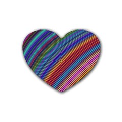 Multicolored Stripe Curve Striped Background Rubber Coaster (heart) by Uceng