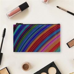 Multicolored Stripe Curve Striped Background Cosmetic Bag (small) by Uceng