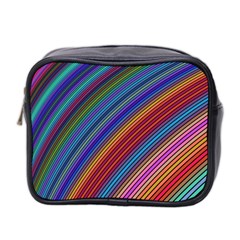 Multicolored Stripe Curve Striped Background Mini Toiletries Bag (two Sides) by Uceng