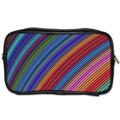 Multicolored Stripe Curve Striped Background Toiletries Bag (two Sides) by Uceng