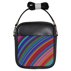 Multicolored Stripe Curve Striped Background Girls Sling Bag