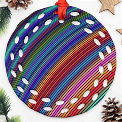 Multicolored Stripe Curve Striped Background Round Filigree Ornament (two Sides)