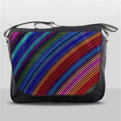 Multicolored Stripe Curve Striped Background Messenger Bag by Uceng