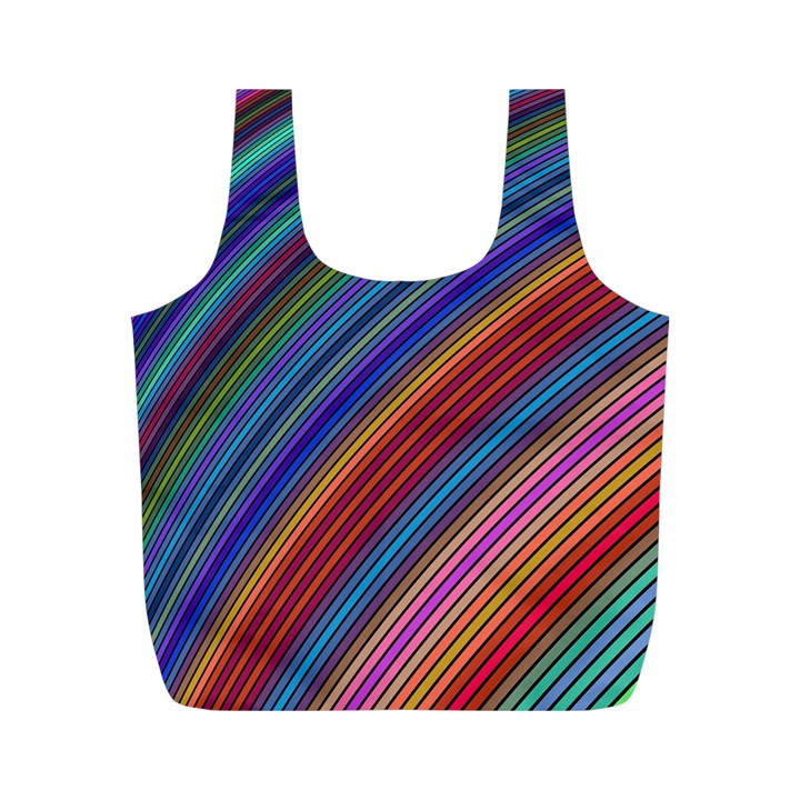 Multicolored Stripe Curve Striped Background Full Print Recycle Bag (M)